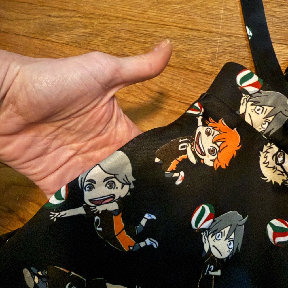 Hot Topic Haikyu Anime Black Skater Skirt Suspenders Size Medium - Picture 7 of 9